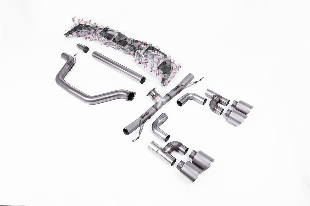 VW Golf Mk8 GTi (Golf R Style Quad Outlet Anlagen - 245 PS), ohne OPF – MILLTEK Abgasanlage ab Katalysator